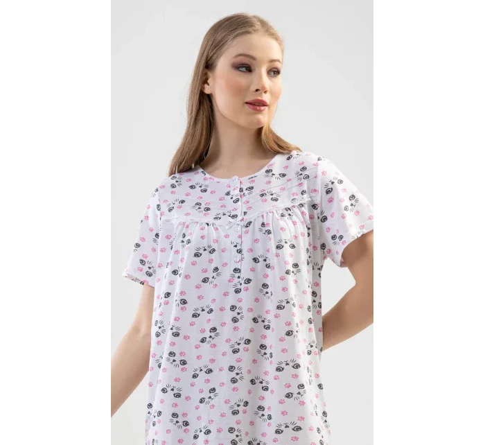 Dámská noční košile s krátkým rukávem model 17613368 - Vienetta Dámská noční košile s krátkým rukávem model 17613368 - Vienetta