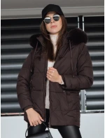Dámská zimní prošívaná bunda s kapucí hnědá FashionStreet TY5326