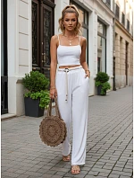 Dámské kalhoty s širokými nohavicemi, bílé, FashionStreet UY3070 Dámské kalhoty s širokými nohavicemi, bílé, FashionStreet UY3070