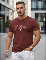 Koszulka męska bawełniana z napisem bordowy model 22315979 - FashionStreet Koszulka męska bawełniana z napisem bordowy model 22315979 - FashionStreet