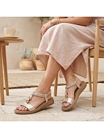 Dámské zlaté elastické sandály model 22117591 - S.Barski