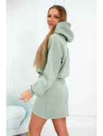 Zateplené šaty s obálkovým model 18752812 tmavě mátové barvy - K-Fashion Zateplené šaty s obálkovým model 18752812 tmavě mátové barvy - K-Fashion