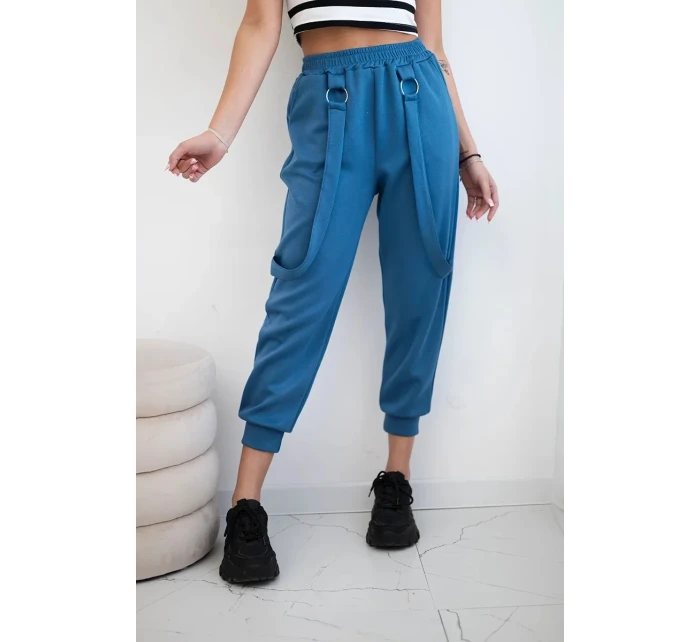 Kalhoty s ozdobnými proužky máslové látky džínovina