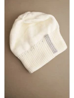 Dámská zimní čepice vlněná s krystaly model 21750390 ecru - K-Fashion Dámská zimní čepice vlněná s krystaly model 21750390 ecru - K-Fashion