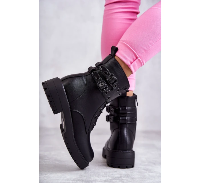 Dámské teplé kožené kozačky černe model 21598122 - Boto