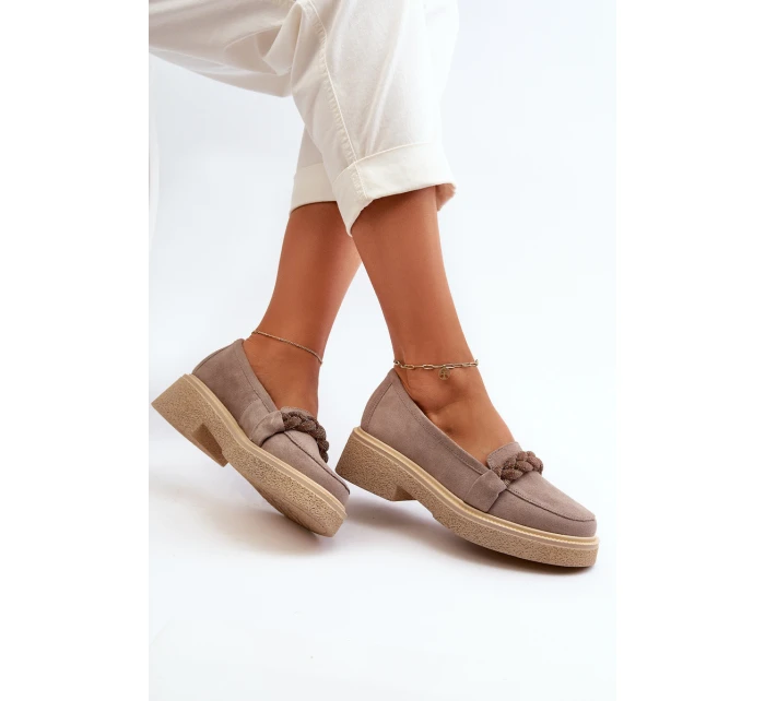 Dámské semišové mokasíny s ozdobou Cappuccino model 21652532 - Zazoo