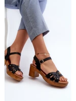 Dámské sandály na podpatku z eko kůže černé Assames Dámské sandály na podpatku z eko kůže černé Assames