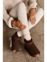 Módní Semišové Nízké Sněhule Hnědé model 21671731 - Boto Módní Semišové Nízké Sněhule Hnědé model 21671731 - Boto