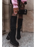 Dámské zimní kozačky na masivním podpatku černé model 21715035 - Boto Dámské zimní kozačky na masivním podpatku černé model 21715035 - Boto