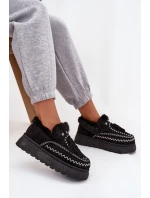 Dámské sněhule na platformě s kožíškem a třásněmi Černé model 21744632 - Boto