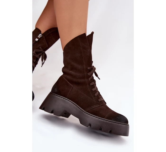 Dámské workery Z Naturalnego Zamszu Zazoo 976 Čokoládové Dámské workery Z Naturalnego Zamszu Zazoo 976 Čokoládové