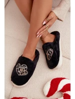 Dámské chlupaté papuče srdíčka – černé Amandra Dámské chlupaté papuče srdíčka – černé Amandra