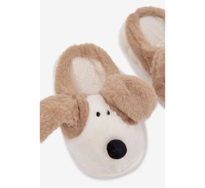 Dětské chlupaté bačkory – béžové se psy Farnise Dětské chlupaté bačkory – béžové se psy Farnise