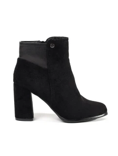 Módní dámské černé  kotníčkové boty na širokém podpatku