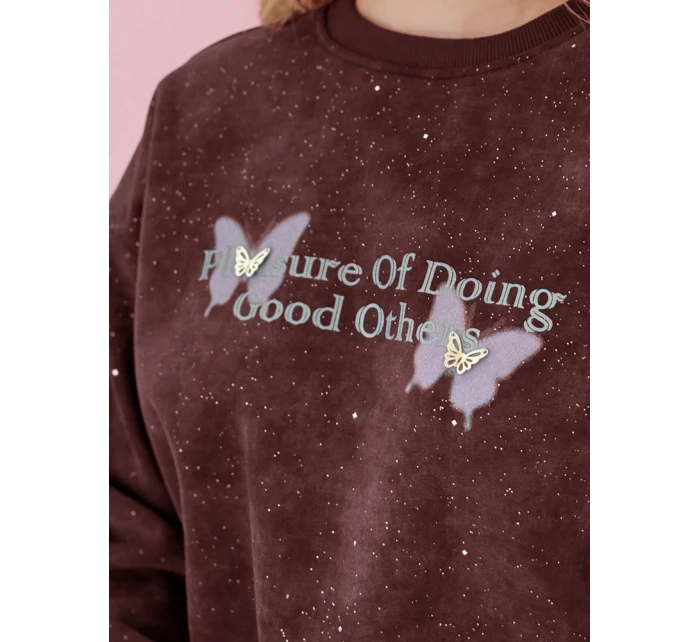 Dámská oversize mikina s vázáním v barvě  vínová Dstreet model 21988053 - FashionStreet