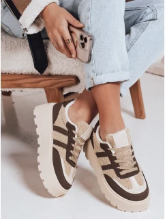 Dámské tenisky s kožešinou na platformě hnědé Dstreet model 21992242 - FashionStreet