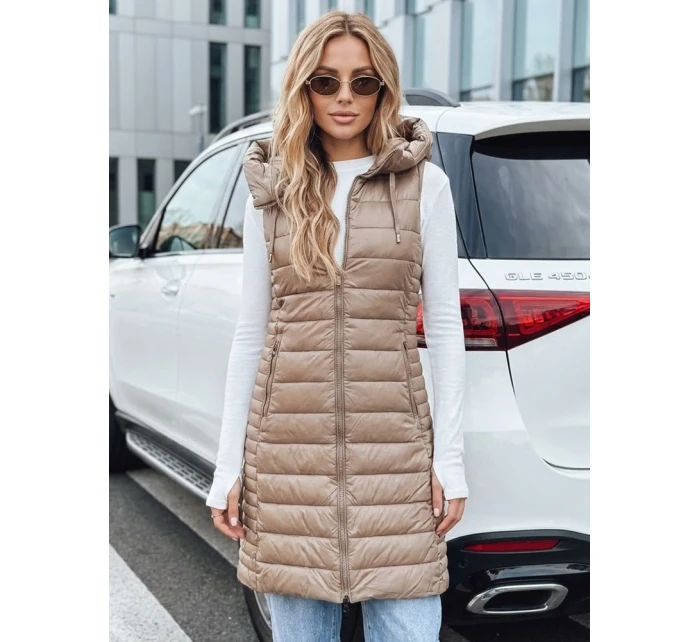 Dámská prošívaná vesta s kapucí béžová FashionStreet TY5256