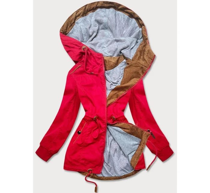Krátká červená bunda parka s kapucí model 14948088 - LHD Krátká červená bunda parka s kapucí model 14948088 - LHD