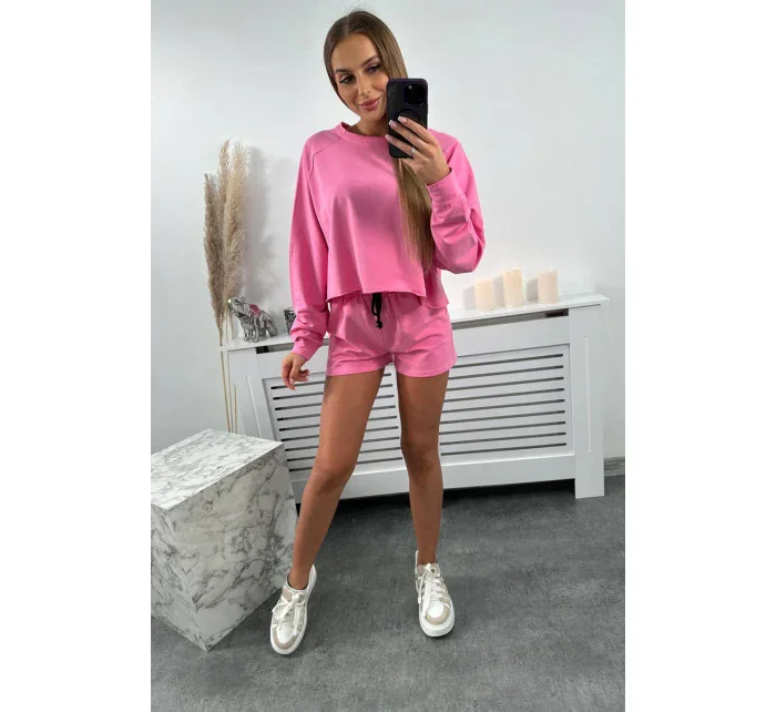 Souprava halenka + šortky světle růžová