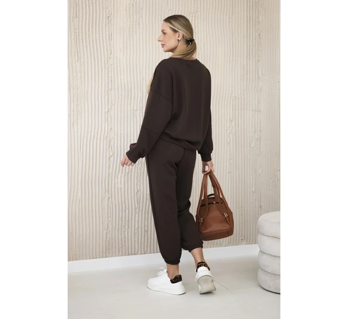 Viskózový komplet teplákové + kalhoty hnědý Viskózový komplet teplákové + kalhoty hnědý