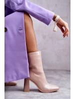 Dámské lakované kozačky Béžové Margit