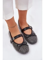 Zdobené baleríny s mašlí a páskem černé model 21699655 - Boto