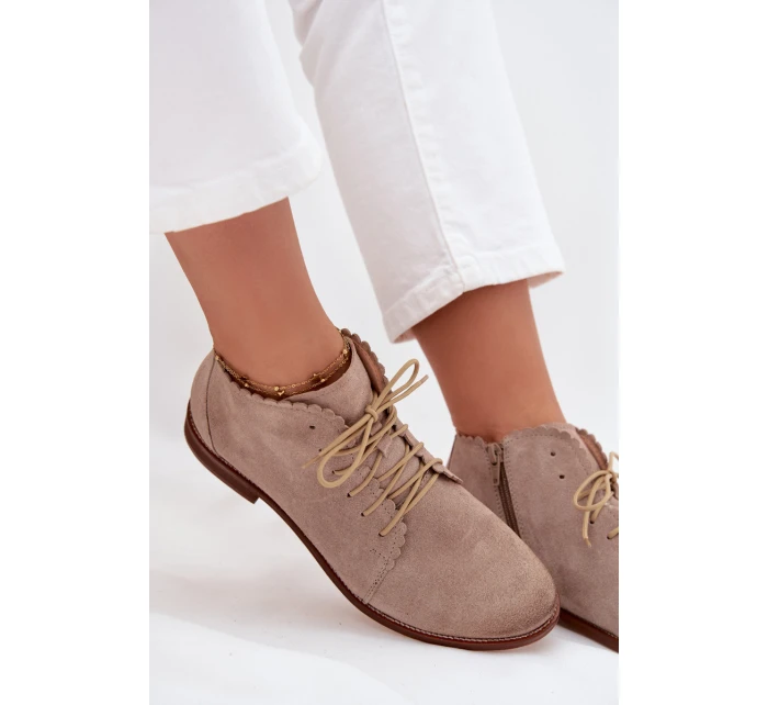 Semišové kotníkové boty na plochém podpatku Cappuccino Zazoo 4078