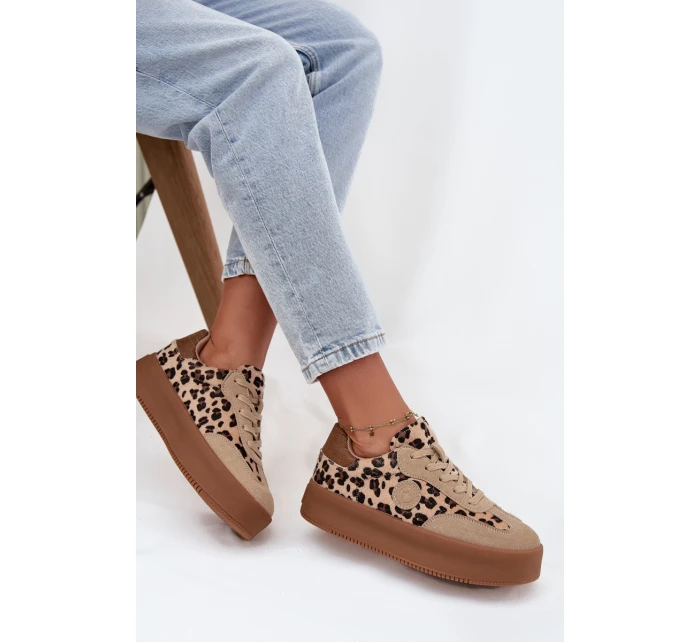 Dámské tenisky na platformě pantera Big Star SS274763 béžové Dámské tenisky na platformě pantera Big Star SS274763 béžové