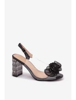 Sandály na podpatku s krystaly D&A model 21900368 Černé - S.Barski