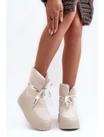 Dámské sněhule s ozdobným šněrováním světle béžová Siracna