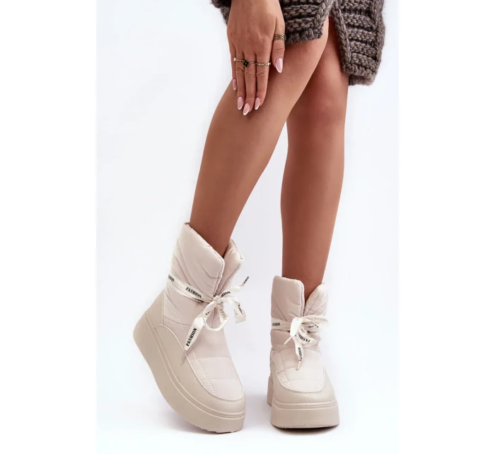 Dámské sněhule s ozdobným šněrováním světle béžová Siracna