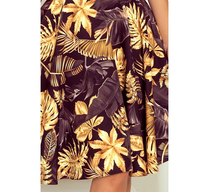 Rozšířené dámské šaty 114-13 černo-žluté - Numoco Rozšířené dámské šaty 114-13 černo-žluté - Numoco