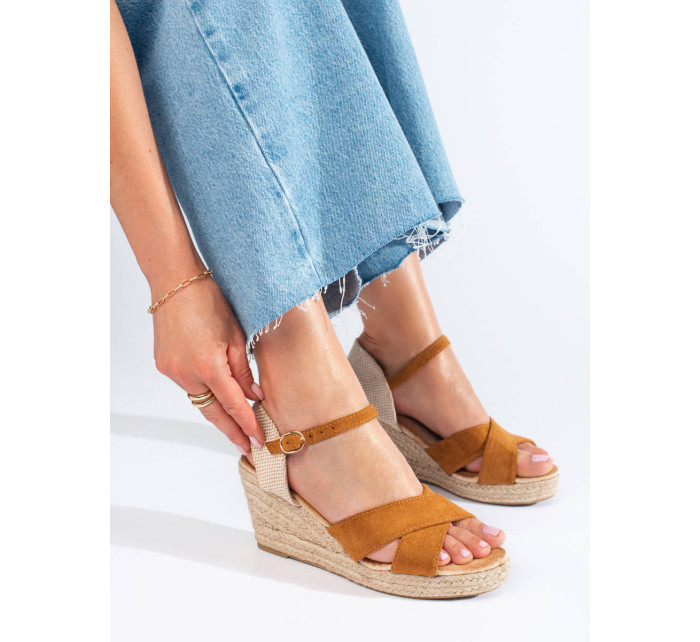 Trendy  sandály dámské hnědé na klínku