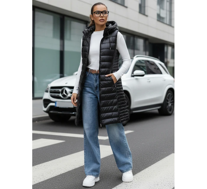 Dámská prošívaná vesta s kapucí černá FashionStreet TY5255