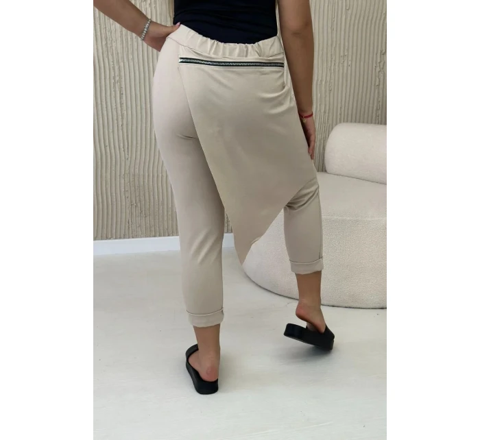 Punto Milano Zimní kalhoty s ozdobným zipem tmavě béžová Punto Milano Zimní kalhoty s ozdobným zipem tmavě béžová