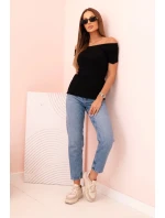 Dámská bavlněná blůza s výstřihem do V a potiskem bílá