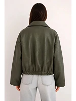 Dámská model 22251646 bunda z ekokůže na zip khaki - K-Fashion