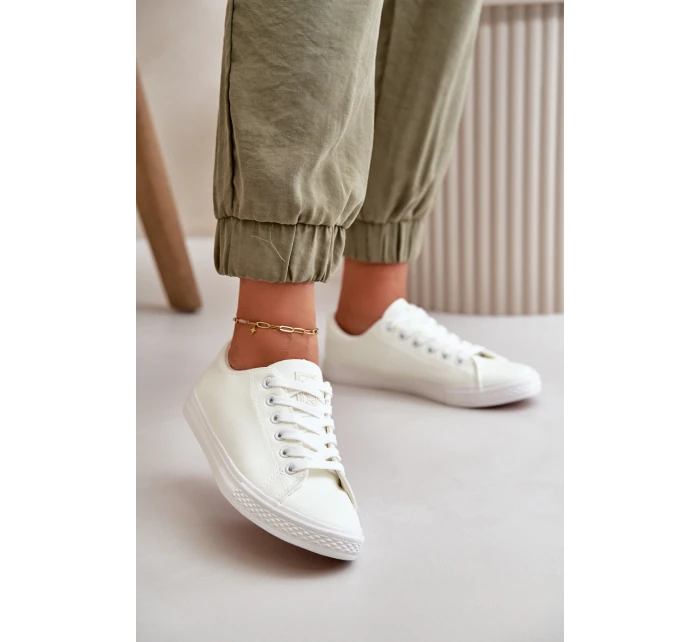 Dámské kožené šněrovací klasické tenisky bílé model 21590967 - EVENTO