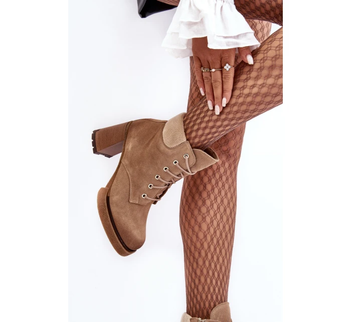 Botky Zamszové Šněrovací Na Sloupku Bežové Lemar Flomes