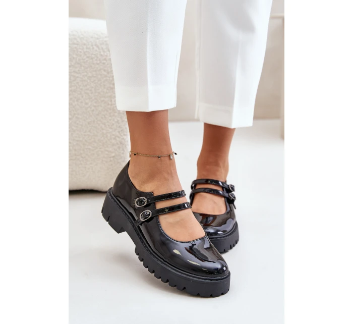 Lakované Dámské Polobotky S Pásky Černé model 21671162 - Boto