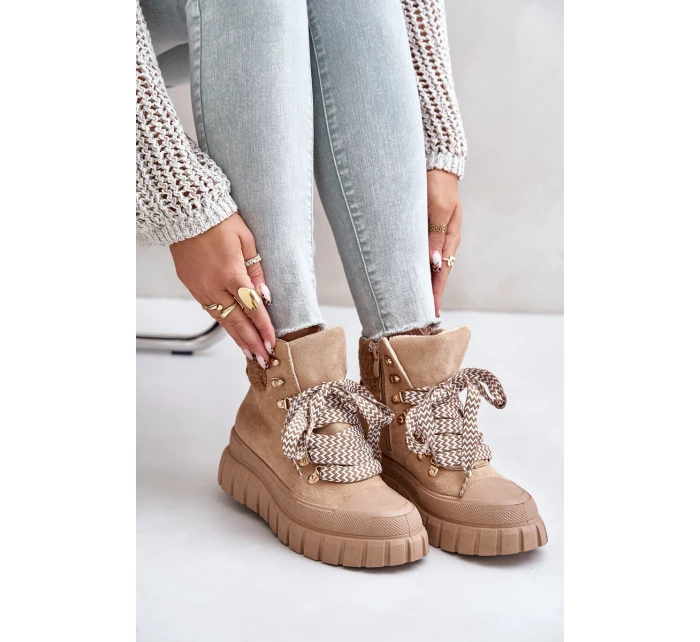 Dámské Zateplené Boty Trapery Na Platformě Hnědé model 21673064 - EVENTO