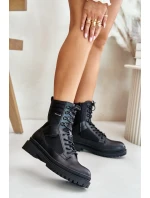 Kožené Traperky Kotníkové Boty Pánské Zateplené Big Star OO174164 Černé Kožené Traperky Kotníkové Boty Pánské Zateplené Big Star OO174164 Černé