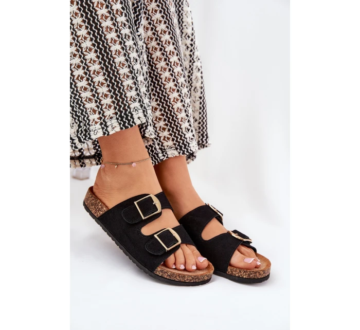 Dámské sandály na korkové platformě se zlatými černé model 21689208 - Boto Dámské sandály na korkové platformě se zlatými černé model 21689208 - Boto