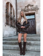 Semišové Kozačky Na Podpatku Zip Čokoládové model 21705071 - Boto