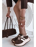 Semišové tenisky na masivní platformě D&A GR61-5986 Čokoládové