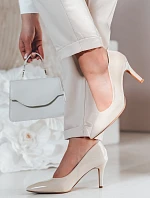 Dámské boty na podpatku CRANTIK béžové FashionStreet ZY0746