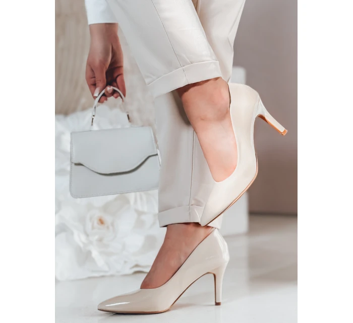 Dámské boty na podpatku béžové model 21984557 - Dstreet