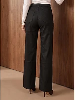 Spodnie damskie z wysokim stanem czarne model 22554667 - FashionStreet Spodnie damskie z wysokim stanem czarne model 22554667 - FashionStreet
