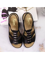 Černé kožené sandály W model 22050404 Rieker - Inny Černé kožené sandály W model 22050404 Rieker - Inny