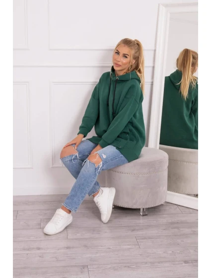 Zateplená mikina s patentkami tmavě zelená